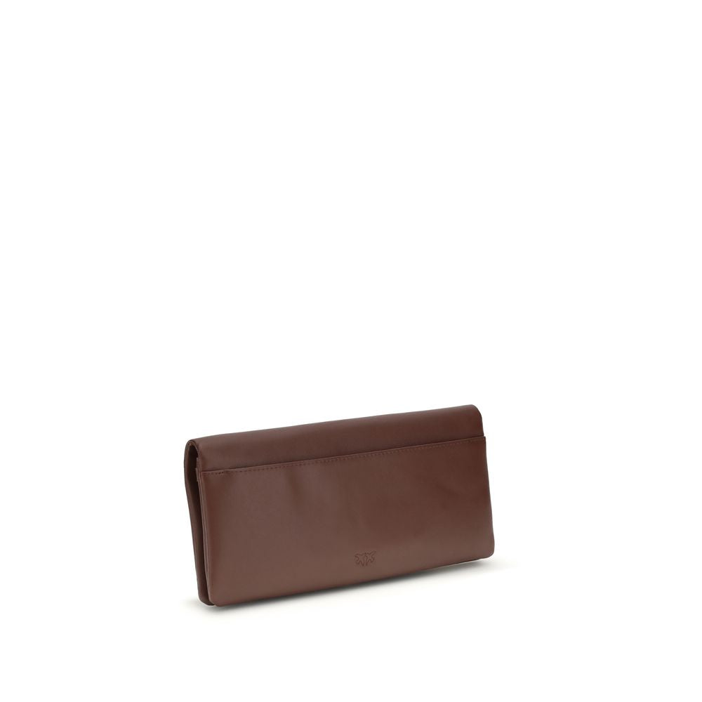 PINKO Bordeaux Calf Leather Bos Taurus Clutch Bag