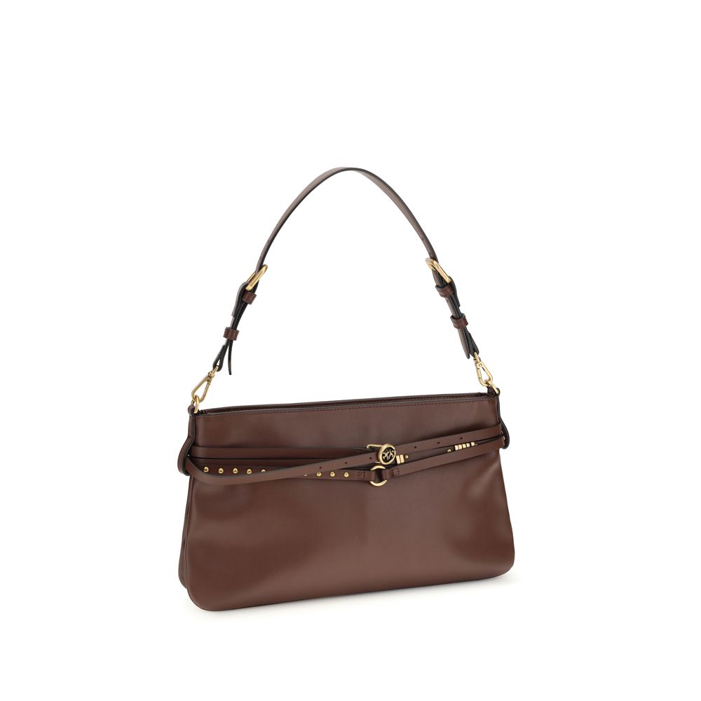 PINKO Brown Calf Leather Bos Taurus Shoulder Bag - Zachava