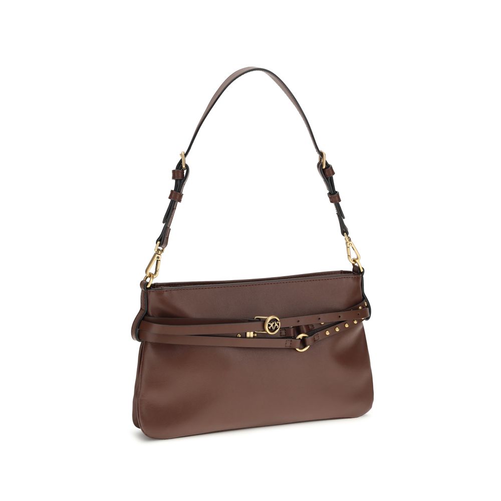 PINKO Brown Calf Leather Bos Taurus Shoulder Bag - Zachava