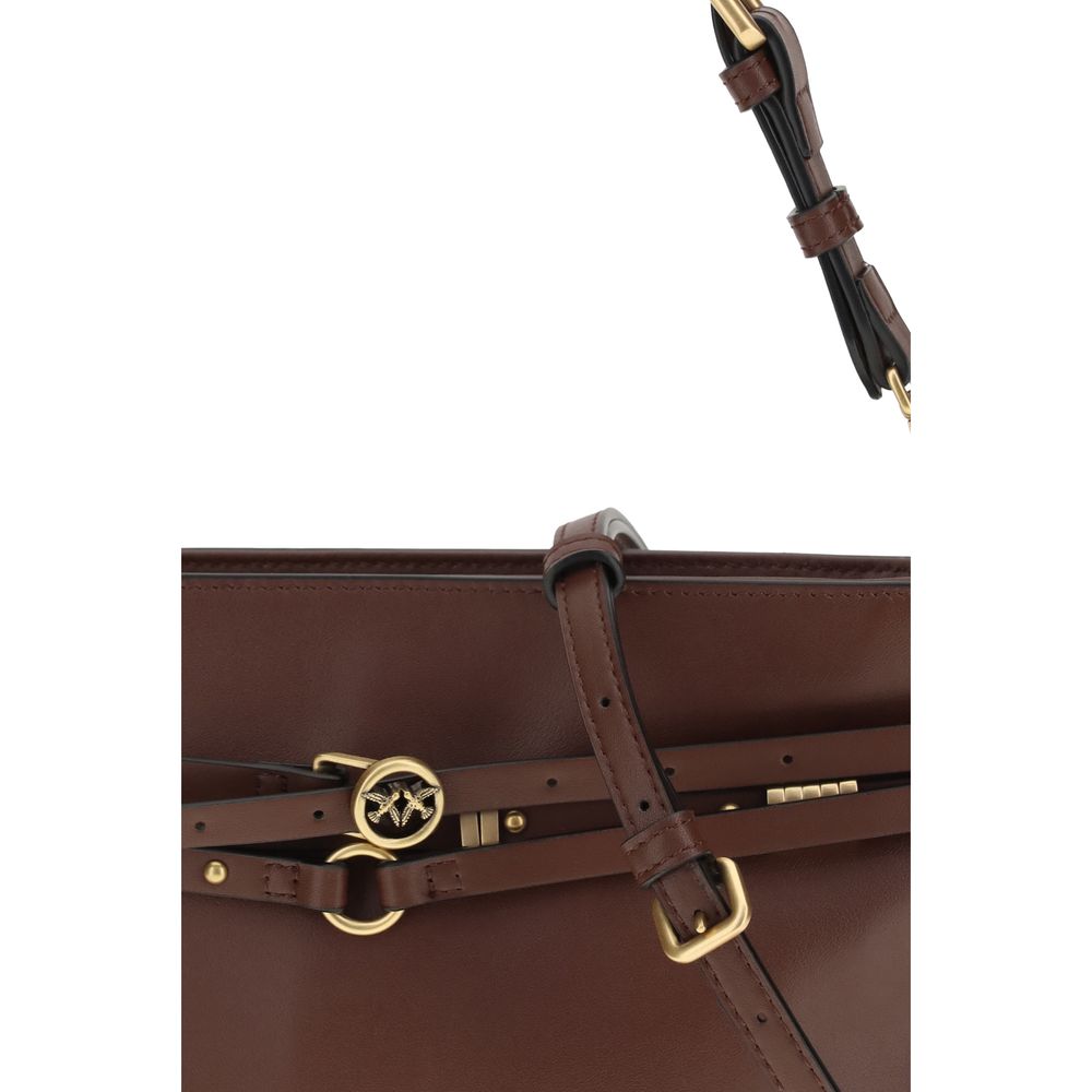 PINKO Brown Calf Leather Bos Taurus Shoulder Bag - Zachava