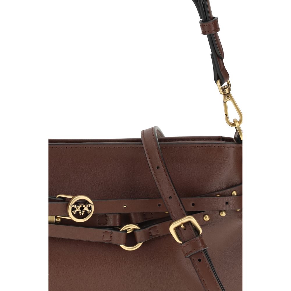 PINKO Brown Calf Leather Bos Taurus Shoulder Bag - Zachava