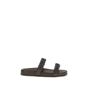 Brunello Cucinelli Brown Calf Leather Bos Taurus Flat Sandals - Zachava