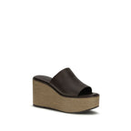 Brunello Cucinelli Brown Calf Leather Bos Taurus Platform Sandals