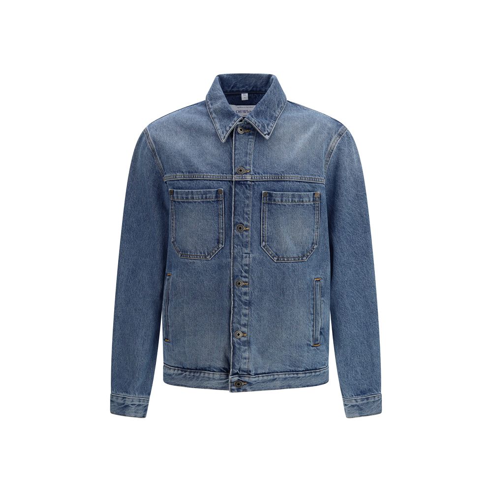 Off-White Blue Cotton Denim Jacket - Zachava