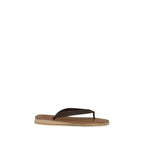 Miu Miu Brown Calf Leather Bos Taurus Flip-Flop Sandals