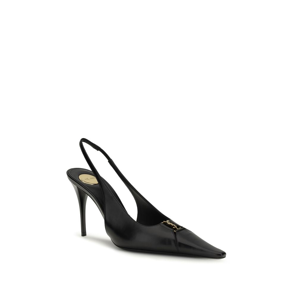 Saint Laurent Black Calf Leather Bos Taurus High Heel Pumps
