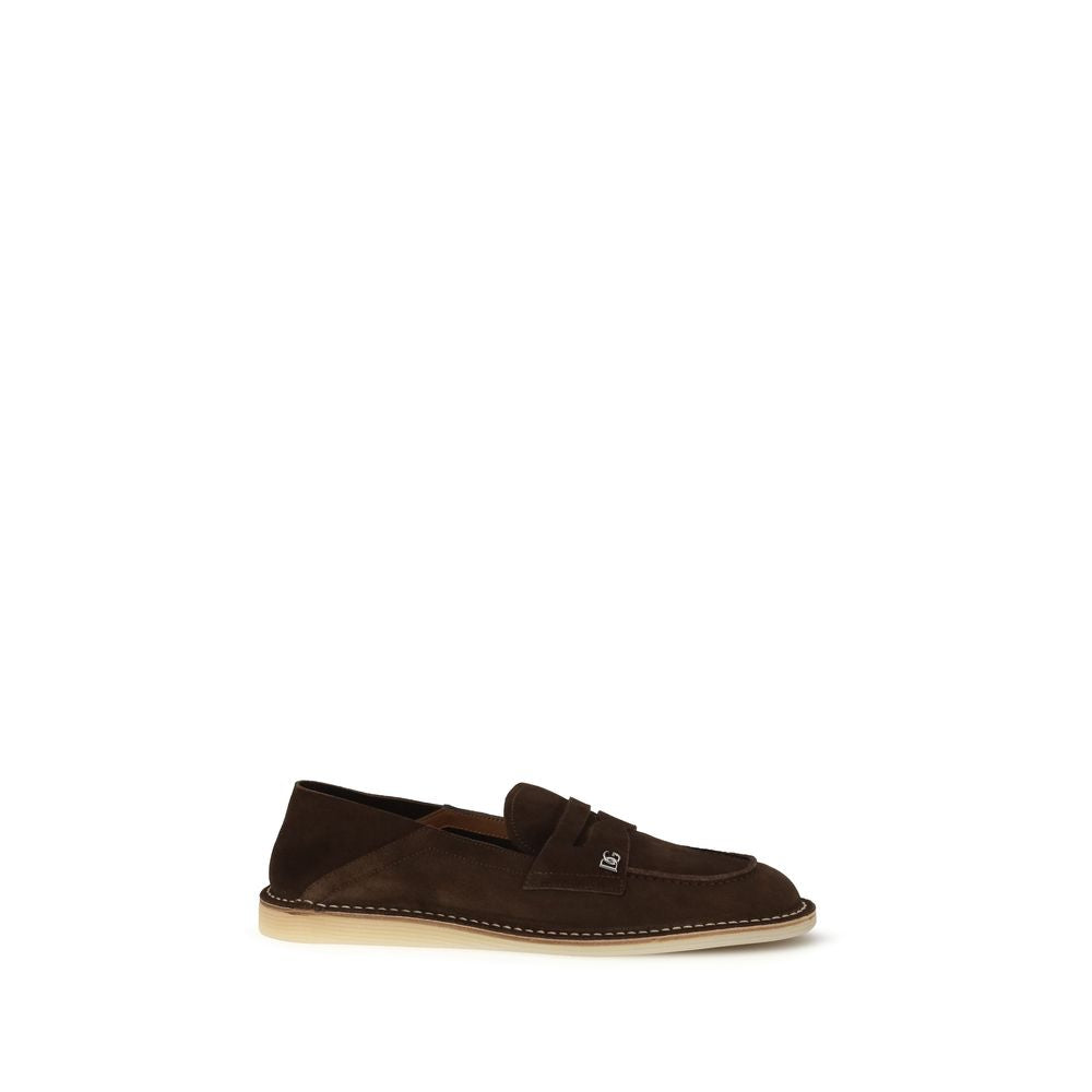 Dolce & Gabbana Brown Calf Leather Bos Taurus Slip-On Loafers - Zachava
