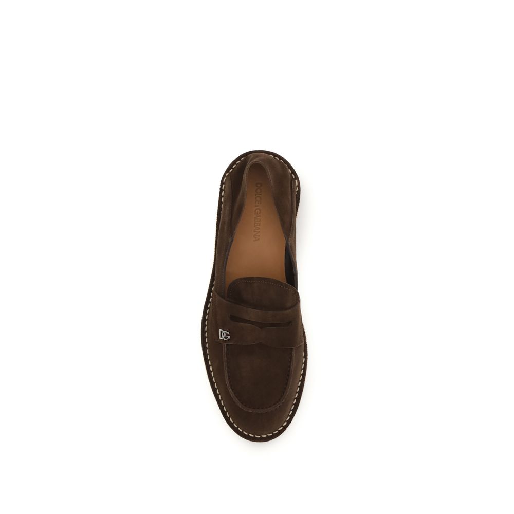 Dolce & Gabbana Brown Calf Leather Bos Taurus Slip-On Loafers - Zachava