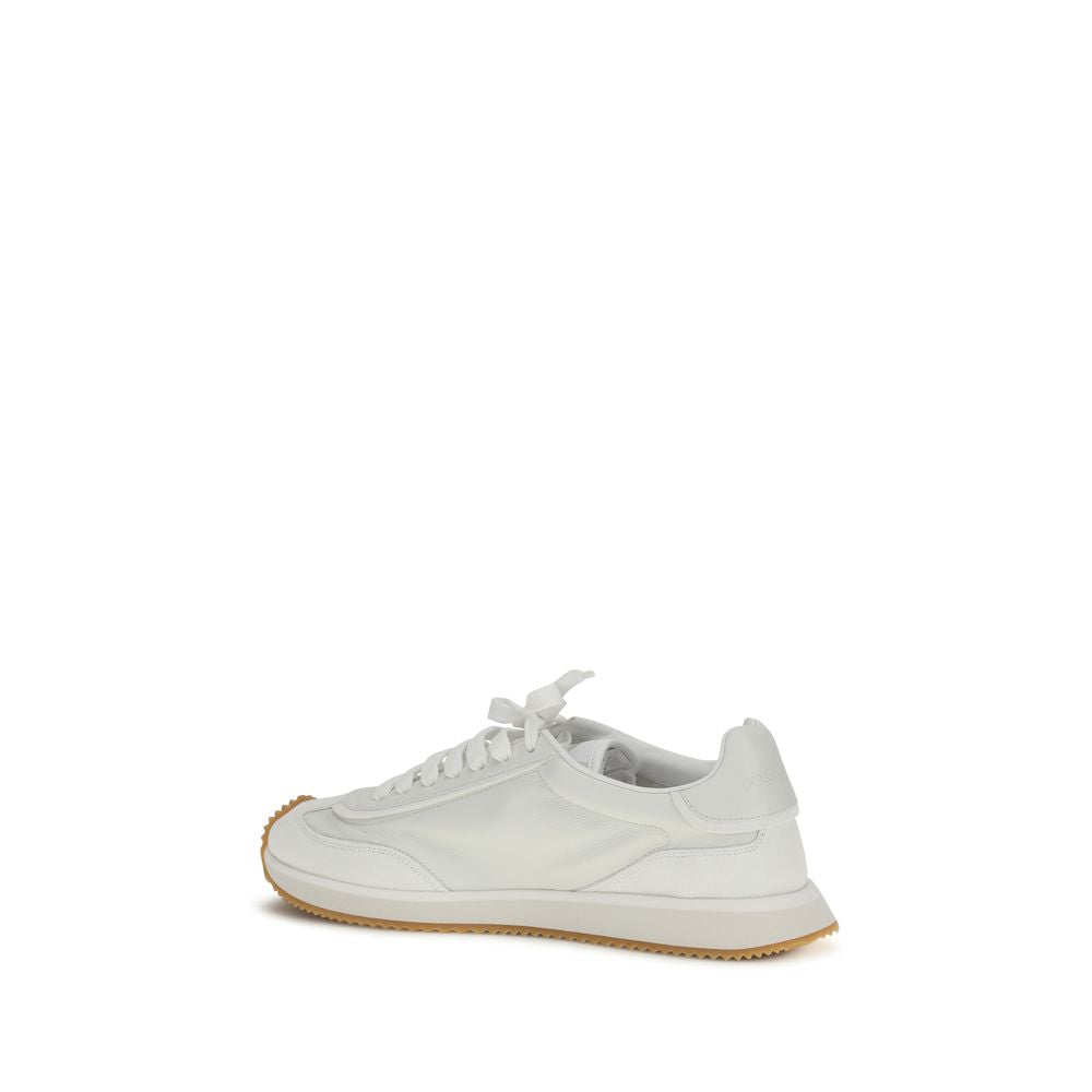 Dolce & Gabbana White Calf Leather Bos Taurus Athletic Sneakers - Zachava