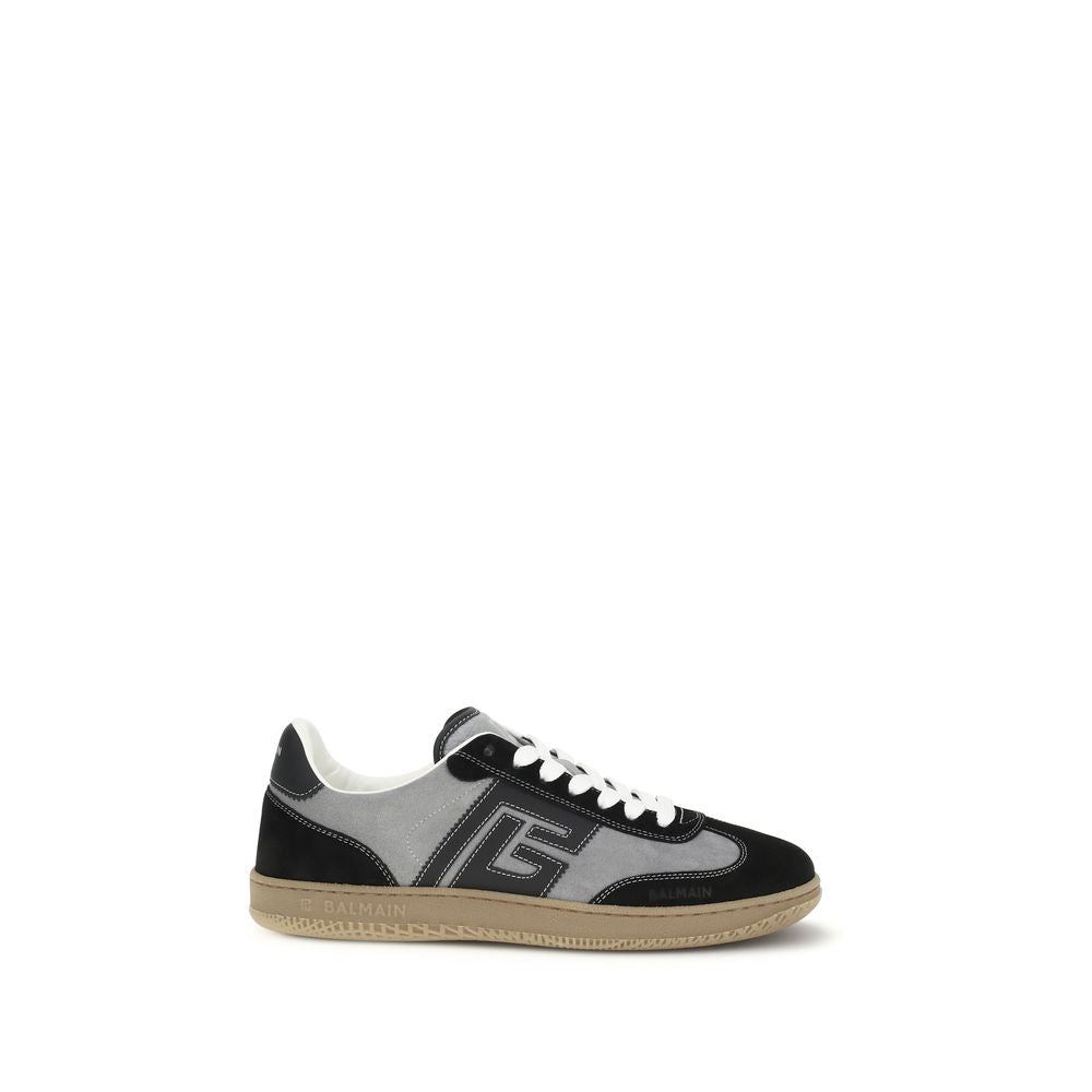 Balmain Gray Calf Leather Bos Taurus Low Top Sneakers - Zachava