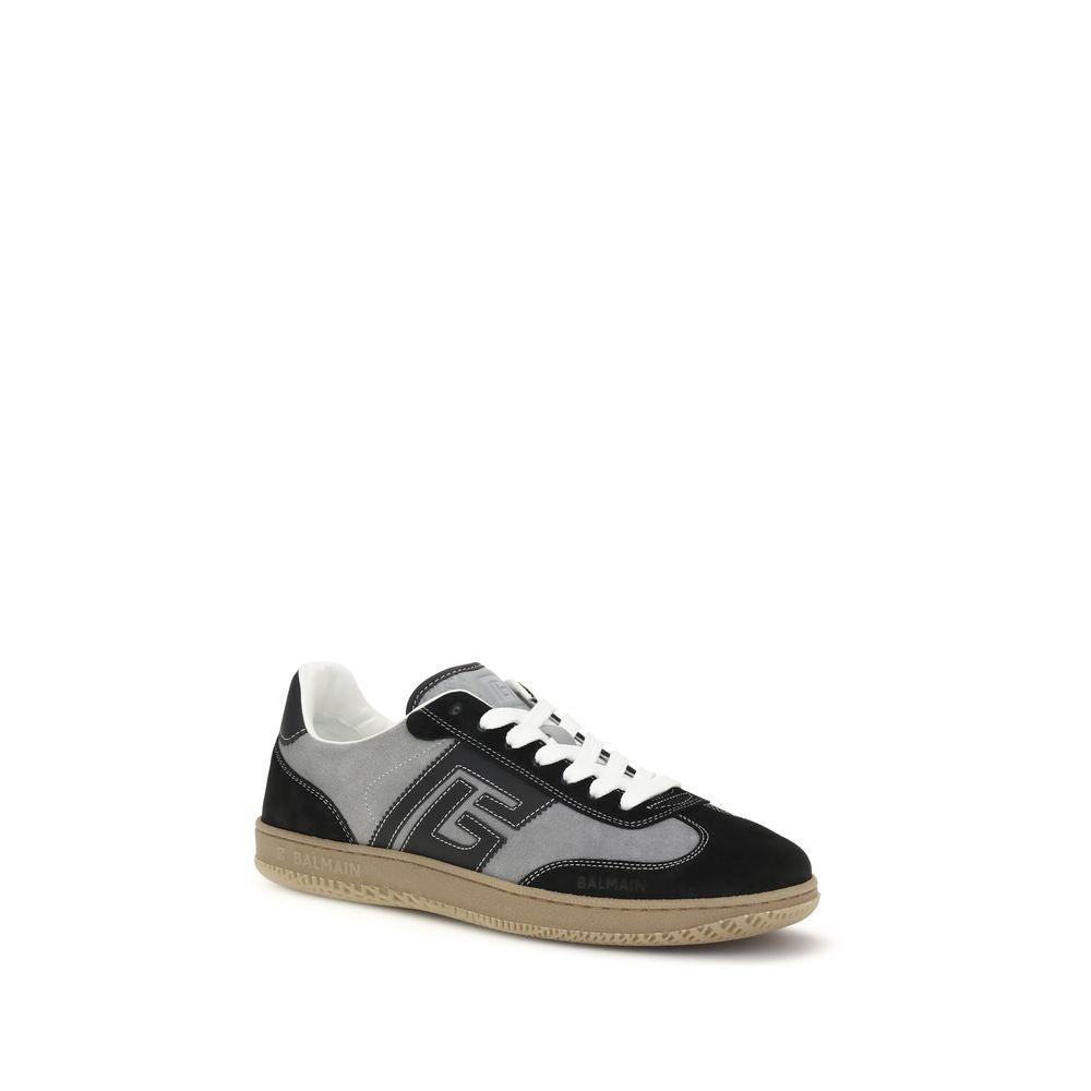 Balmain Gray Calf Leather Bos Taurus Low Top Sneakers - Zachava