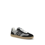 Balmain Gray Calf Leather Bos Taurus Low Top Sneakers