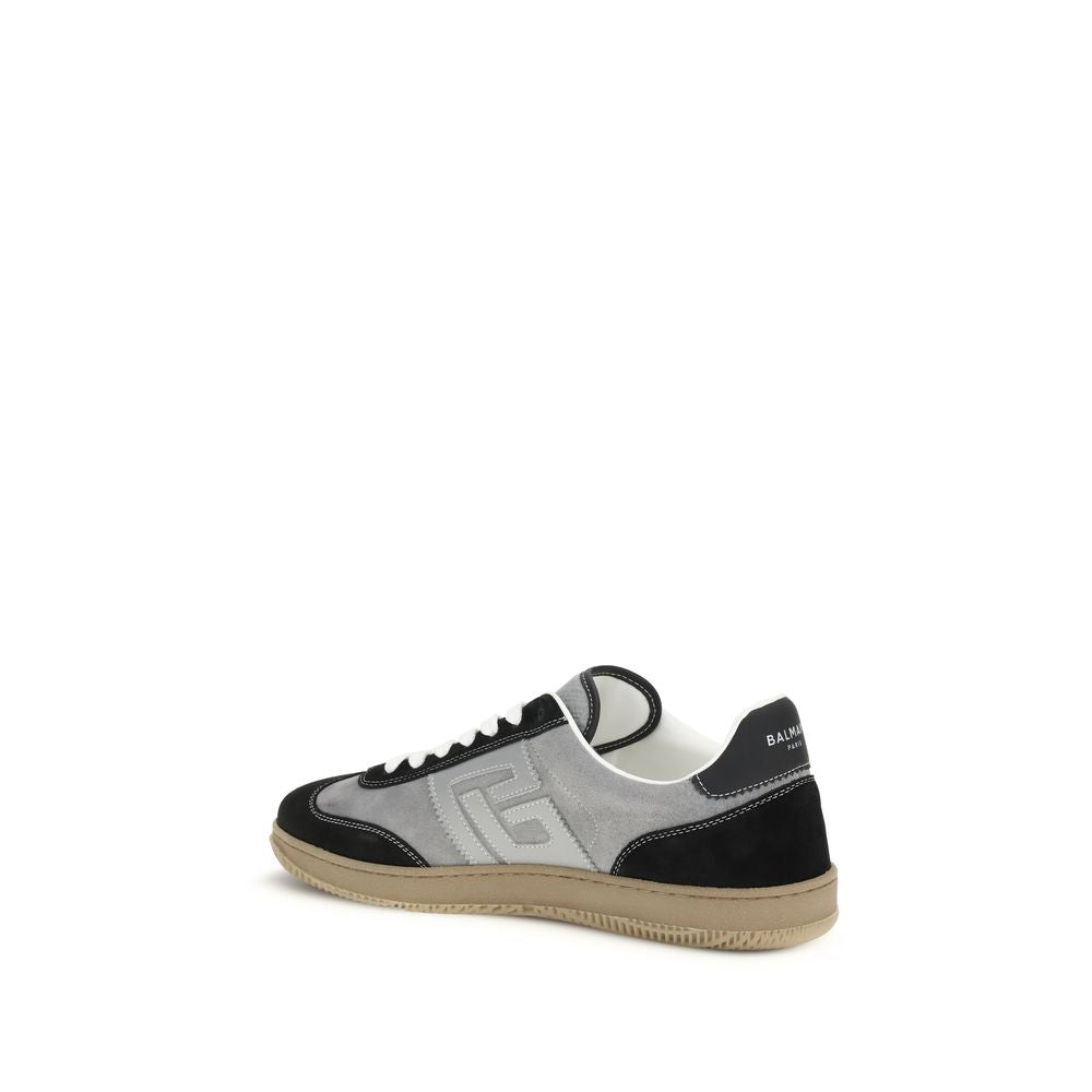 Balmain Gray Calf Leather Bos Taurus Low Top Sneakers - Zachava