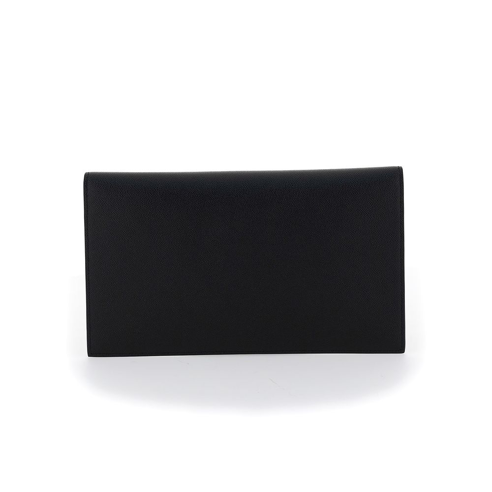 Saint Laurent Black Calf Leather Bos Taurus Wallet for Women