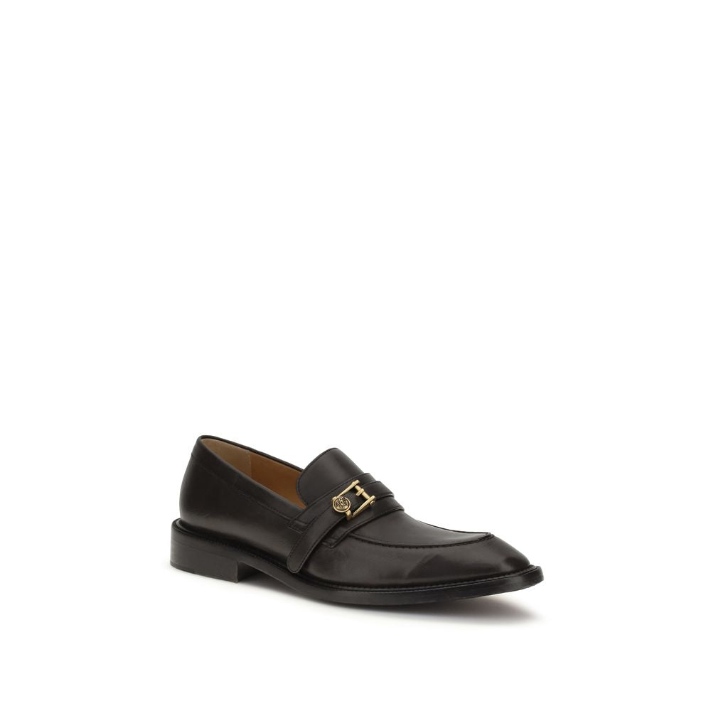 Versace Black Calf Leather Bos Taurus Slip-On Loafers - Zachava