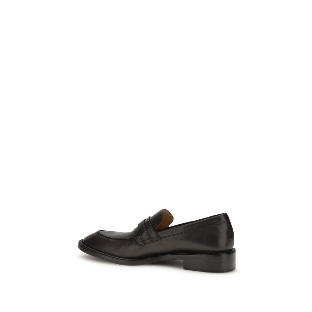 Versace Black Calf Leather Bos Taurus Slip-On Loafers - Zachava