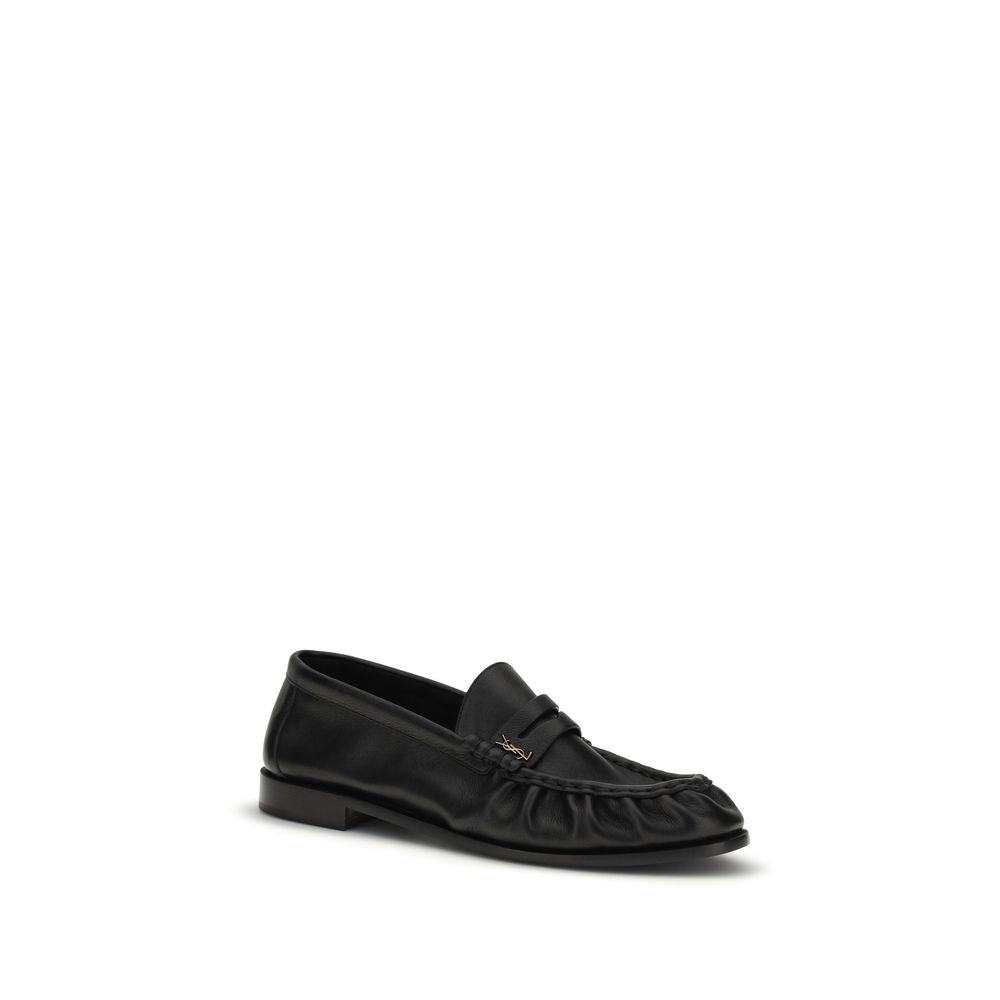 Saint Laurent Black Calf Leather Bos Taurus Slip-On Loafers for Men