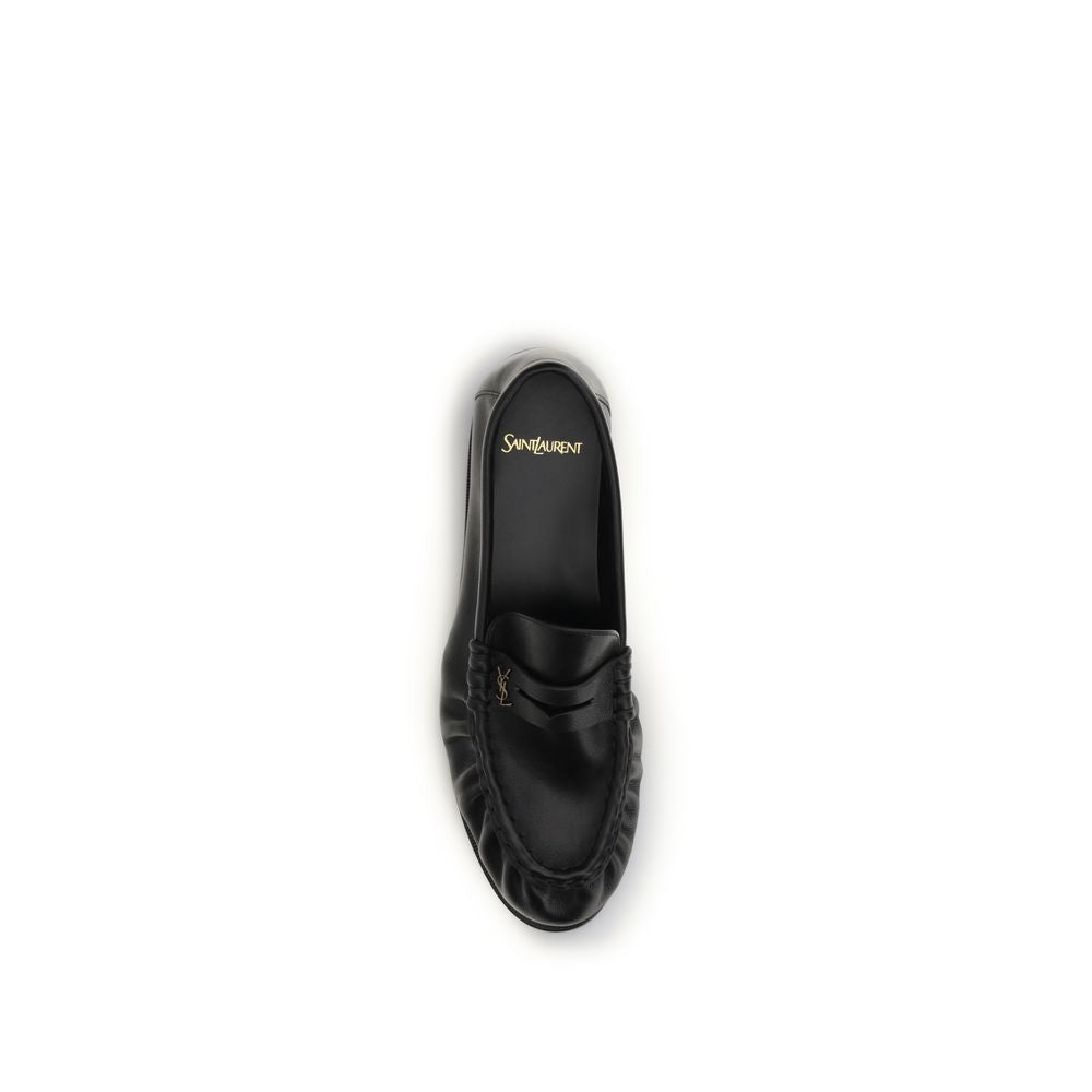 Saint Laurent Black Calf Leather Bos Taurus Slip-On Loafers for Men
