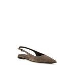 Brunello Cucinelli Brown Calf Leather Bos Taurus Ballet Flats