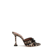 Amina Muaddi Multicolor Silk Platform Sandals