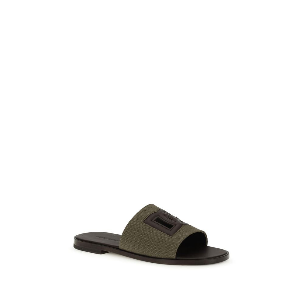 Dolce & Gabbana Bicolor Canvas Flat Sandals - Zachava