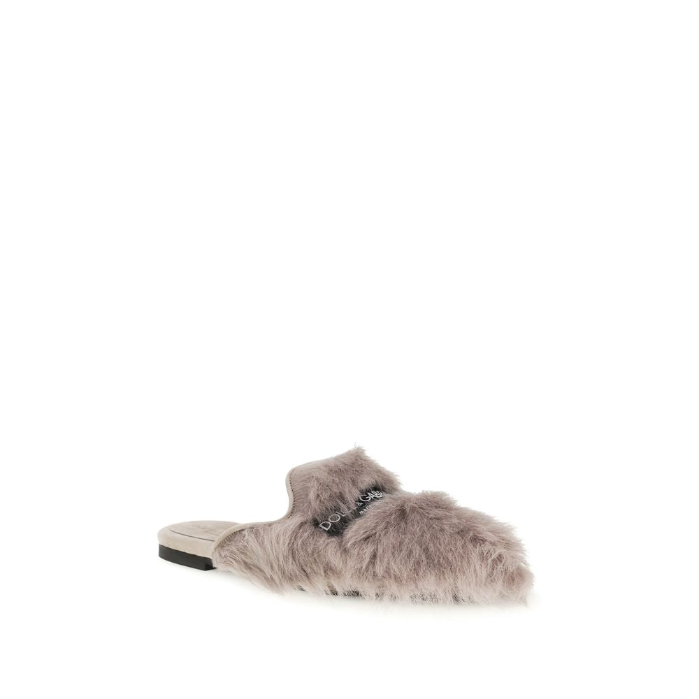 Dolce & Gabbana Gray Lamb Ovis Aries Aries Mules Dolce & Gabbana