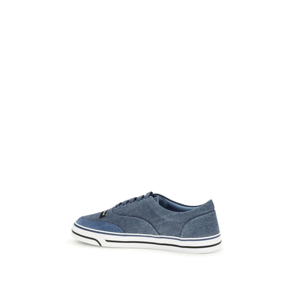 Dolce & Gabbana Blue Linen Low Top Sneakers - Zachava