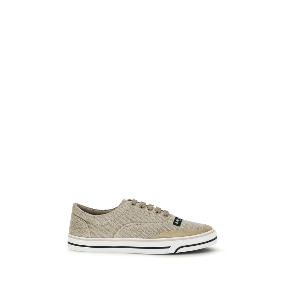 Dolce & Gabbana Beige Linen Low Top Sneakers - Zachava