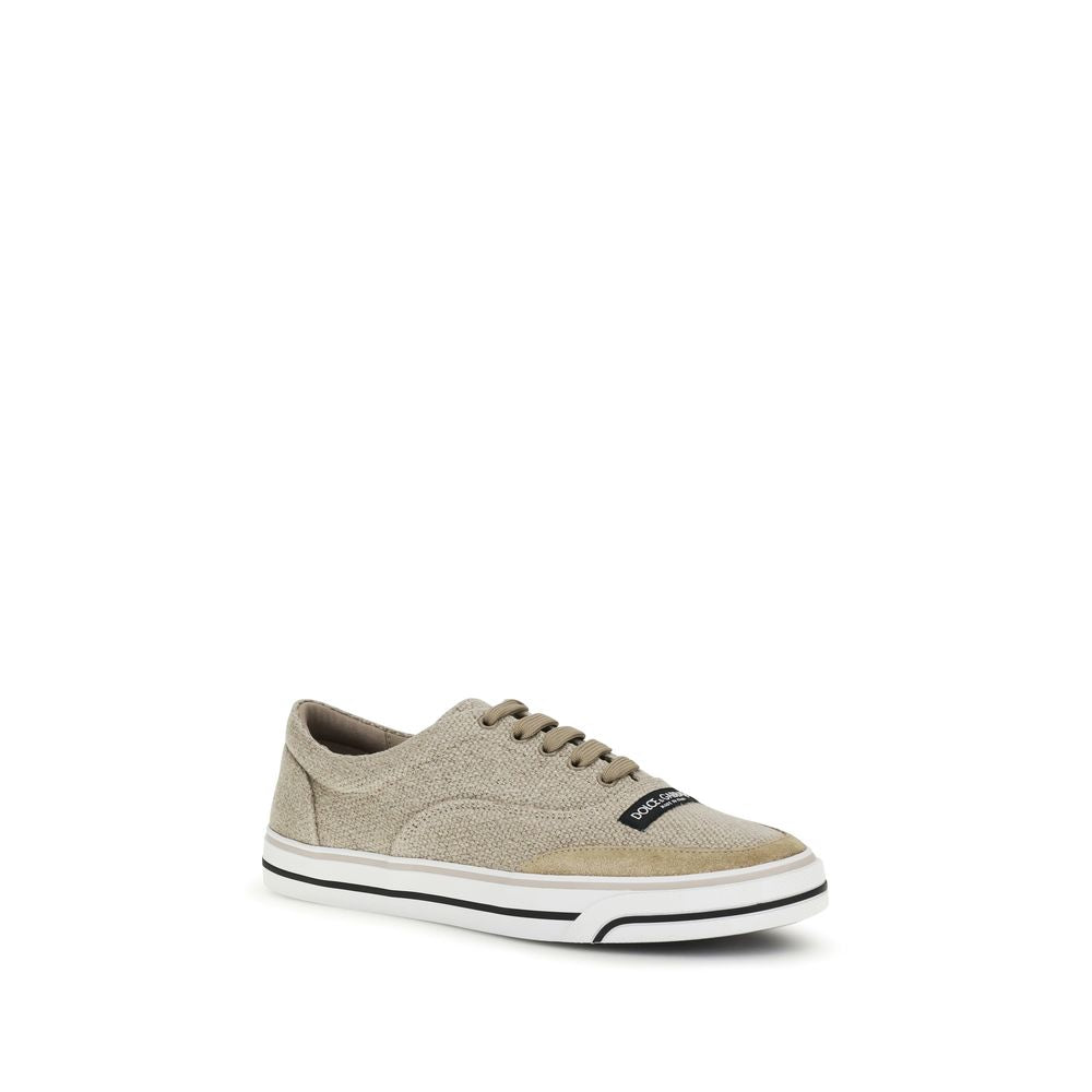 Dolce & Gabbana Beige Linen Low Top Sneakers - Zachava