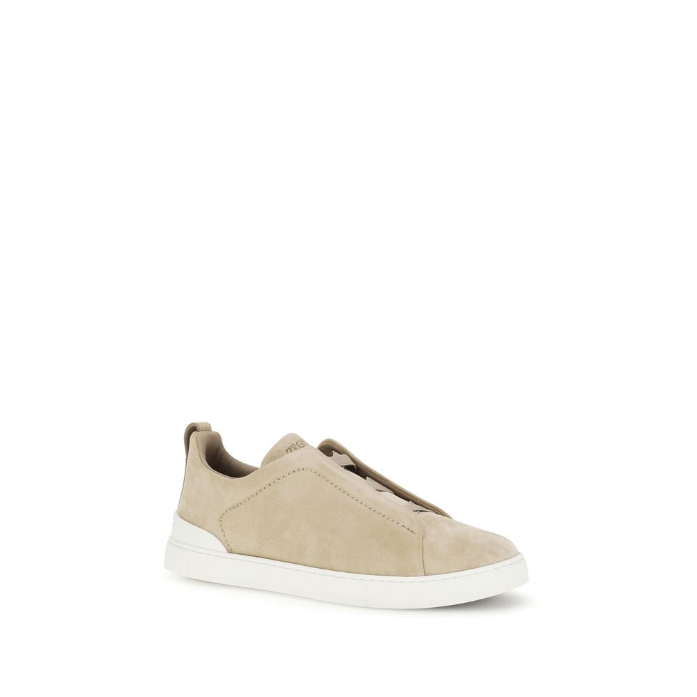 ZEGNA Beige Calf Leather Bos Taurus Low Top Sneakers Secondary image