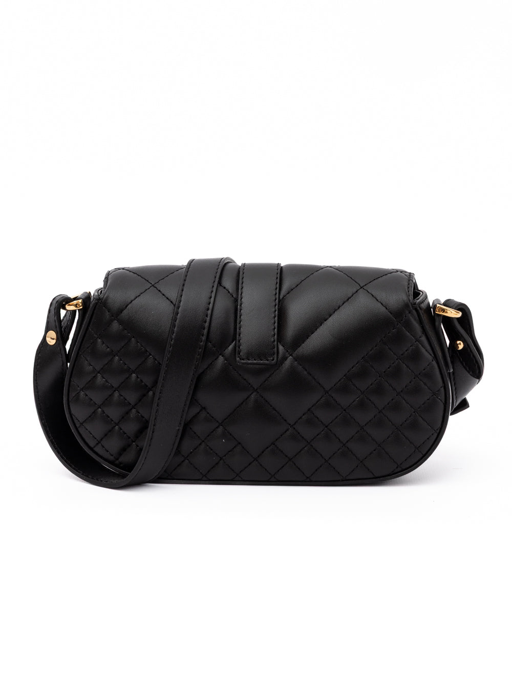 Versace Black Leather Quilted Shoulder Strap Bag - Zachava