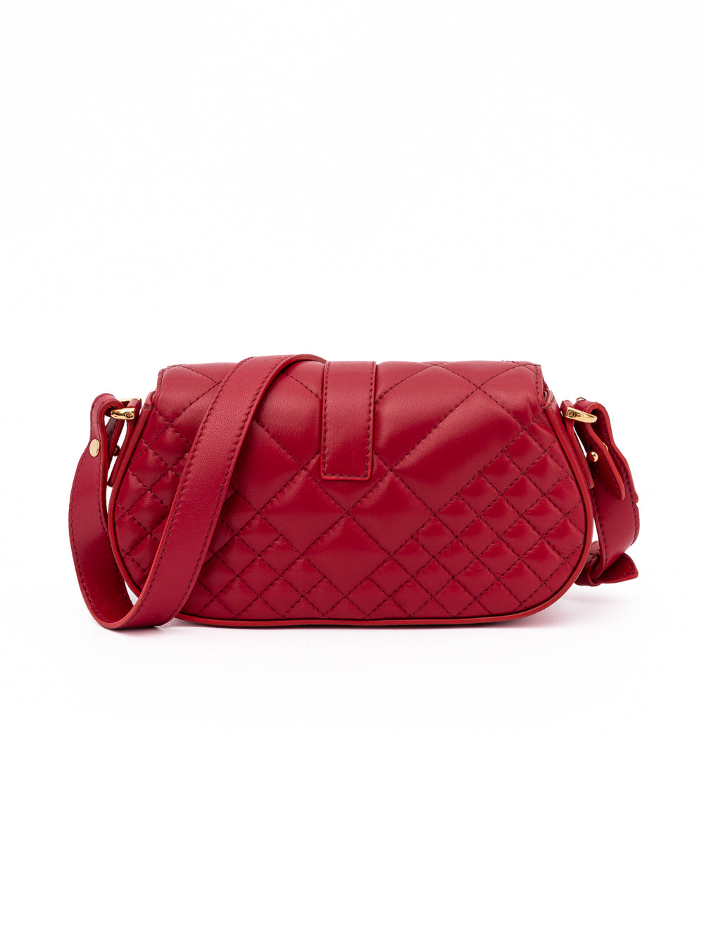 Versace Red Leather Quilted Shoulder Strap Bag - Zachava