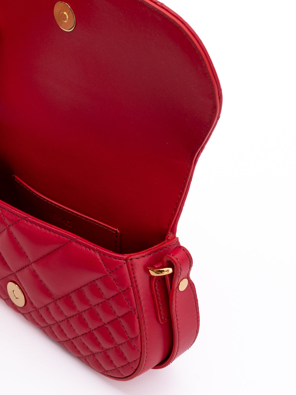 Versace Red Leather Quilted Shoulder Strap Bag - Zachava