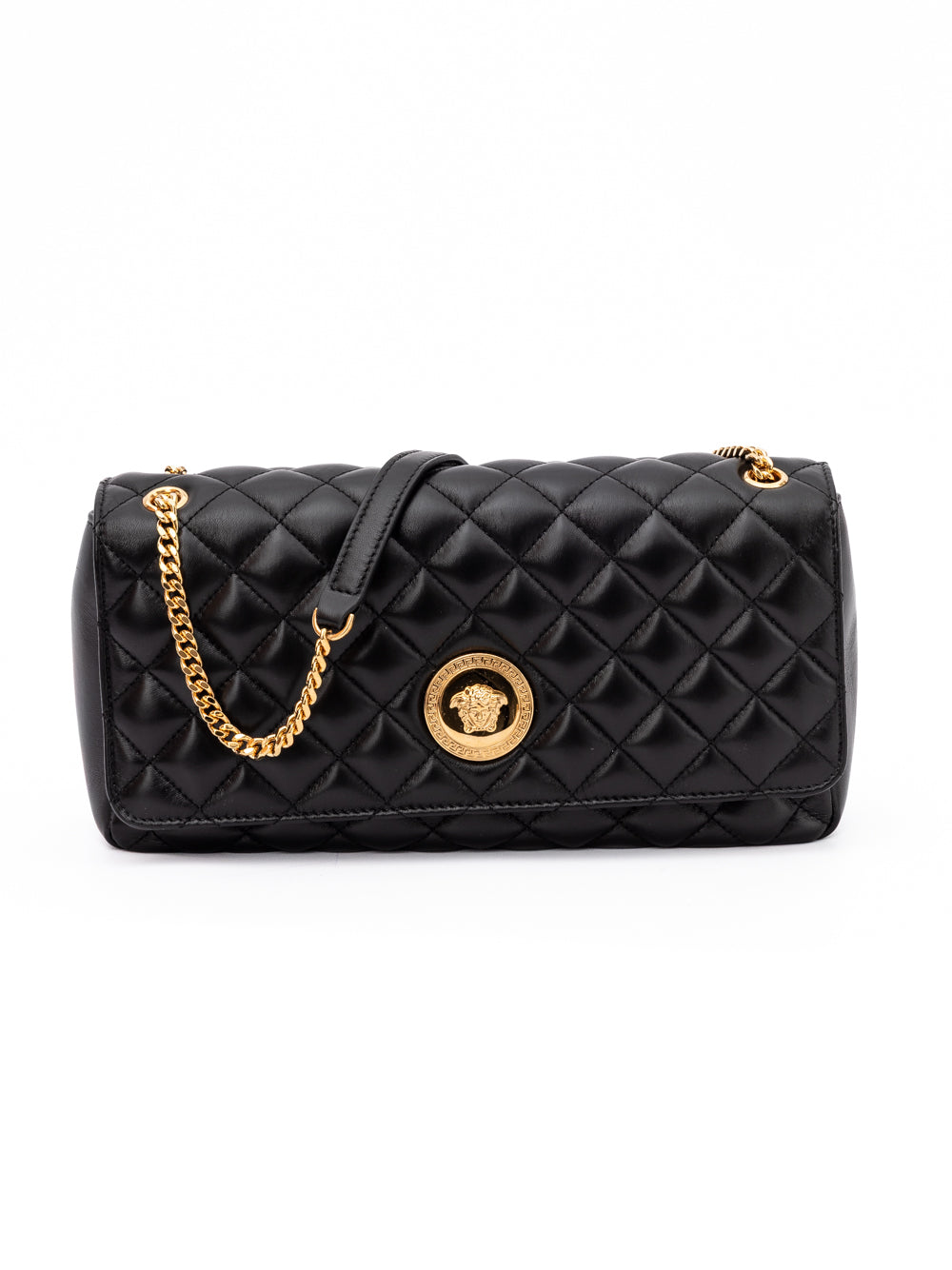 Versace Black Quilted Leather Shoulder Strap Bag for Women