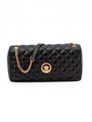 Versace Black Quilted Leather Shoulder Strap Bag for Women