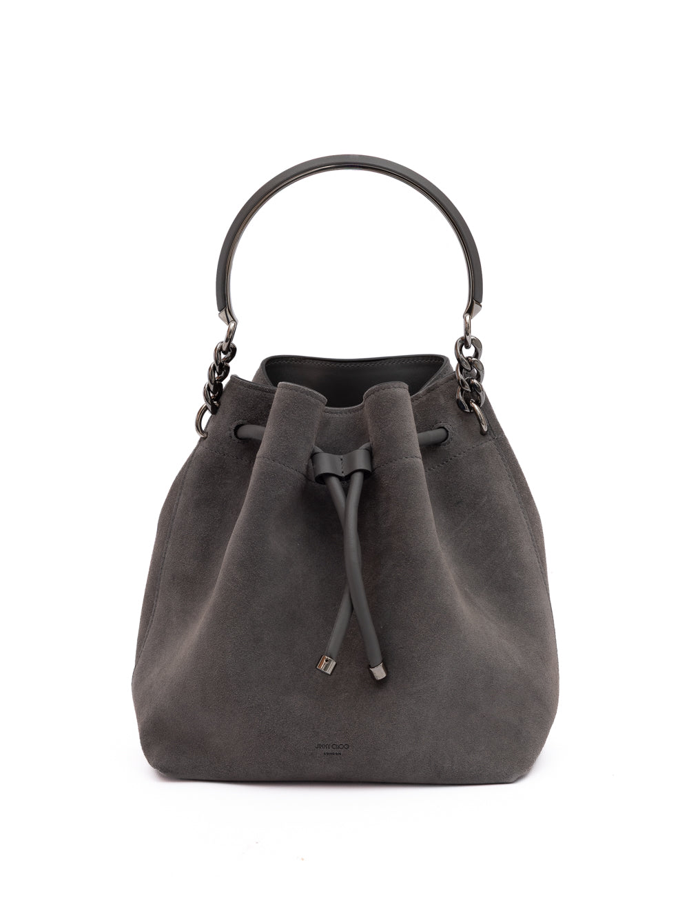 Jimmy Choo Dark Grey Bon Bon Suede Bucket - Zachava