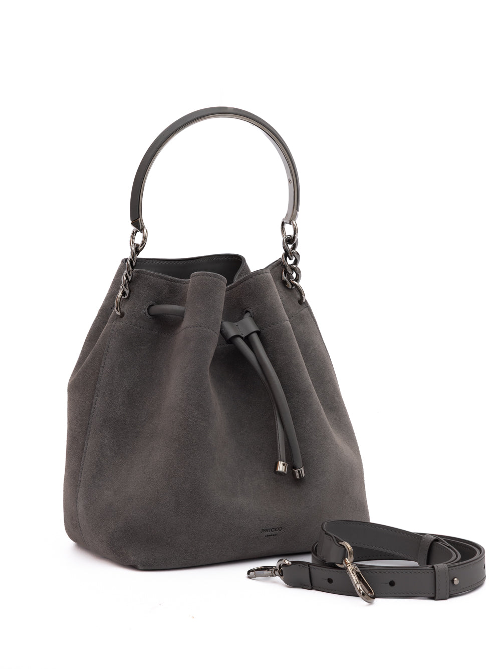 Jimmy Choo Dark Grey Bon Bon Suede Bucket - Zachava