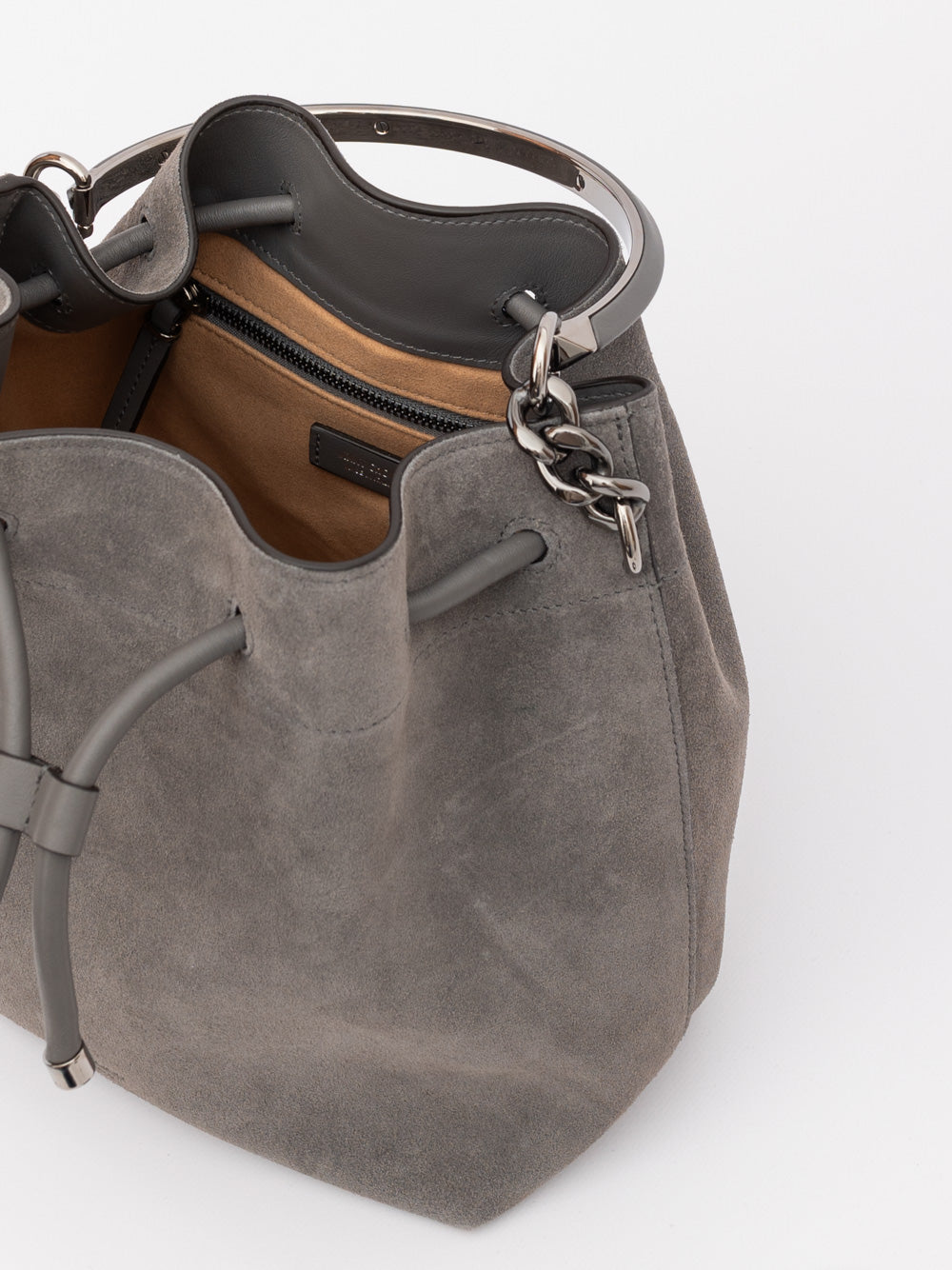 Jimmy Choo Dark Grey Bon Bon Suede Bucket - Zachava