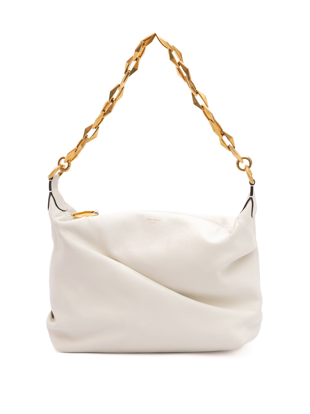 Jimmy Choo White Diamond Hobo Leather Shoulder Bag - Zachava