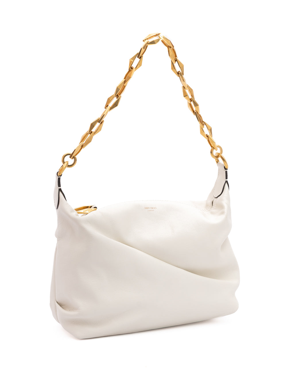 Jimmy Choo White Diamond Hobo Leather Shoulder Bag - Zachava