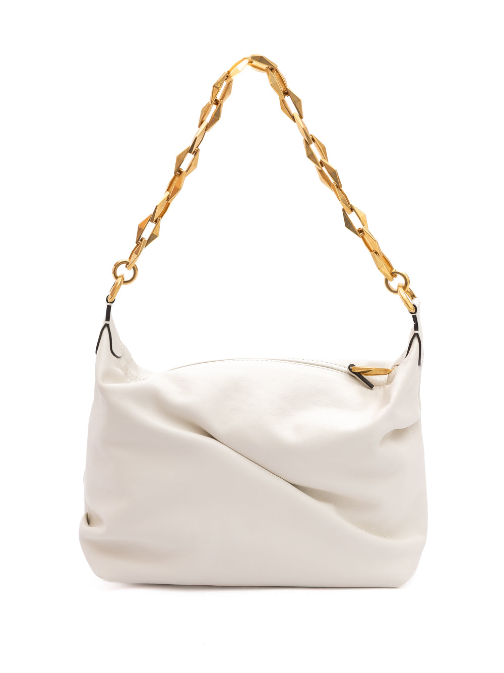 Jimmy Choo White Diamond Hobo Leather Shoulder Bag - Zachava