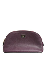 Dolce & Gabbana Dark Purple Leather DG Logo Zip Around Hand Purse Wallet for Women