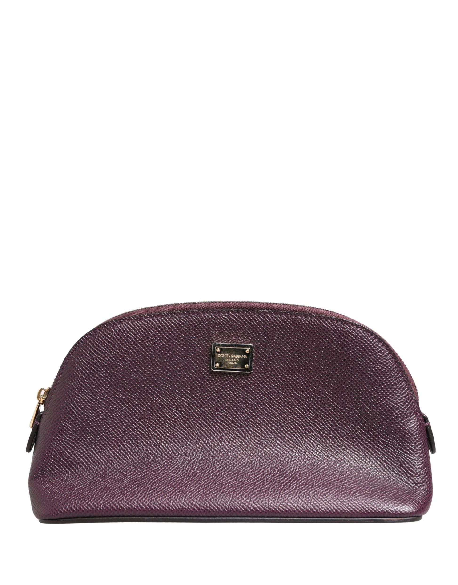 Dolce & Gabbana Dark Purple Leather DG Logo Zip Around Hand Purse Wallet Dolce & Gabbana