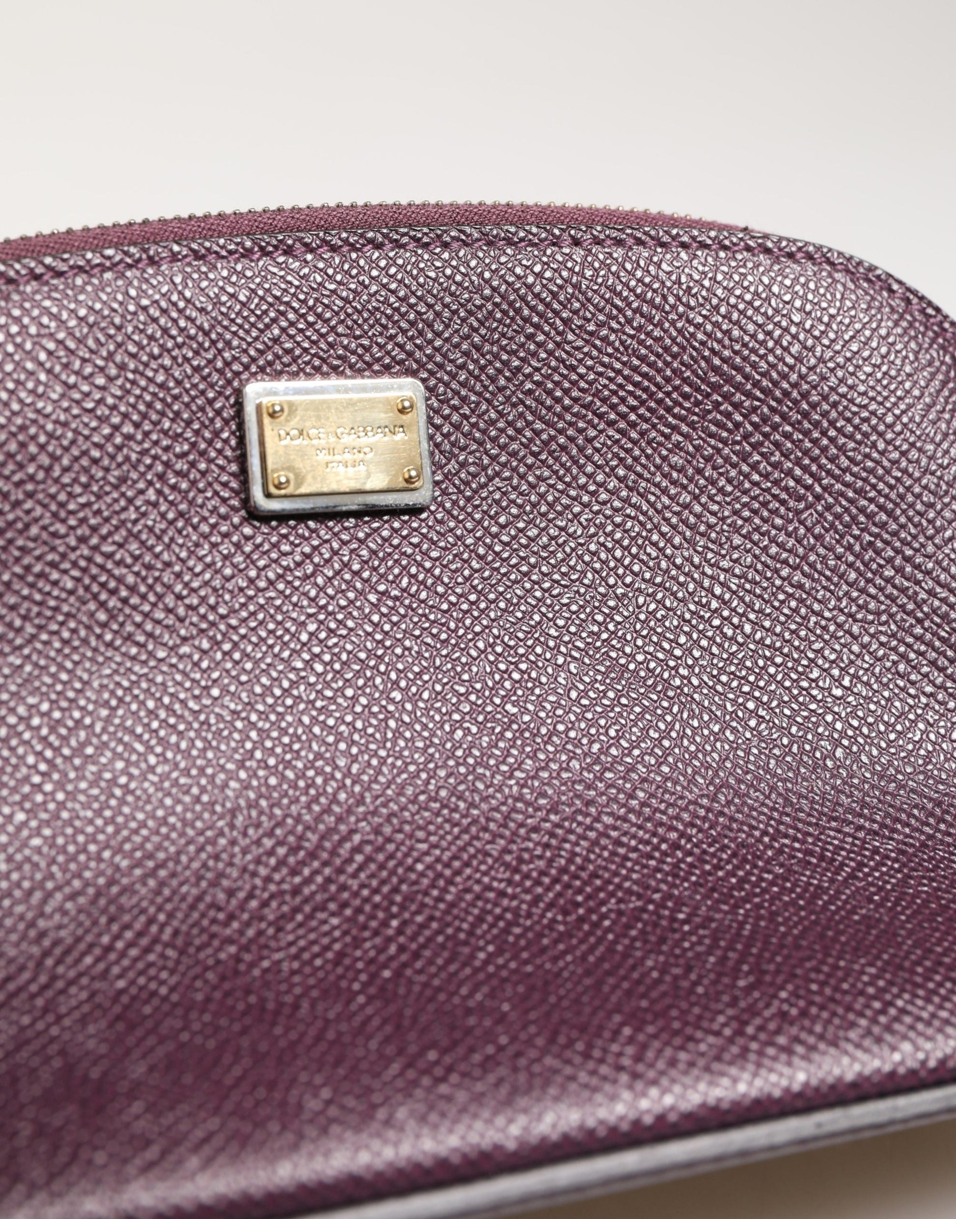 Dolce & Gabbana Dark Purple Leather DG Logo Zip Around Hand Purse Wallet Dolce & Gabbana