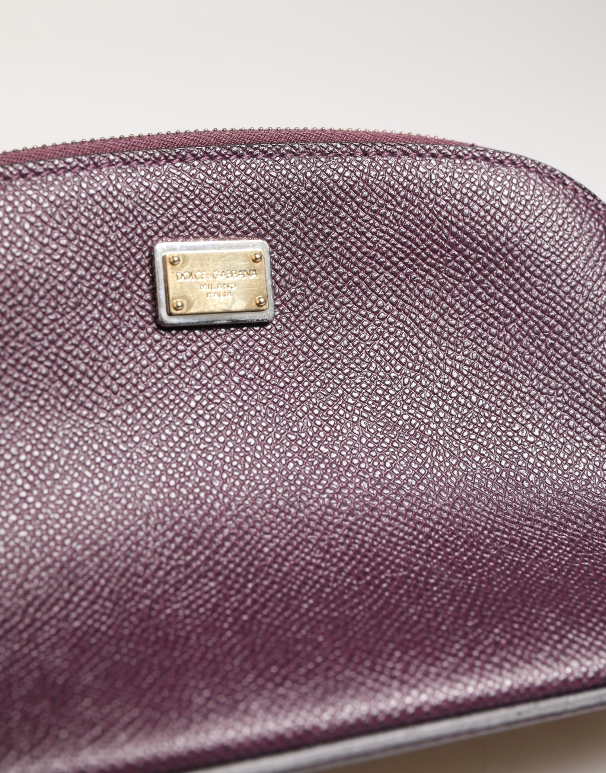Dolce & Gabbana Dark Purple Leather DG Logo Zip Around Hand Purse Wallet Dolce & Gabbana