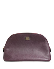 Dolce & Gabbana Dark Purple Leather DG Logo Zip Around Hand Purse Wallet for Women