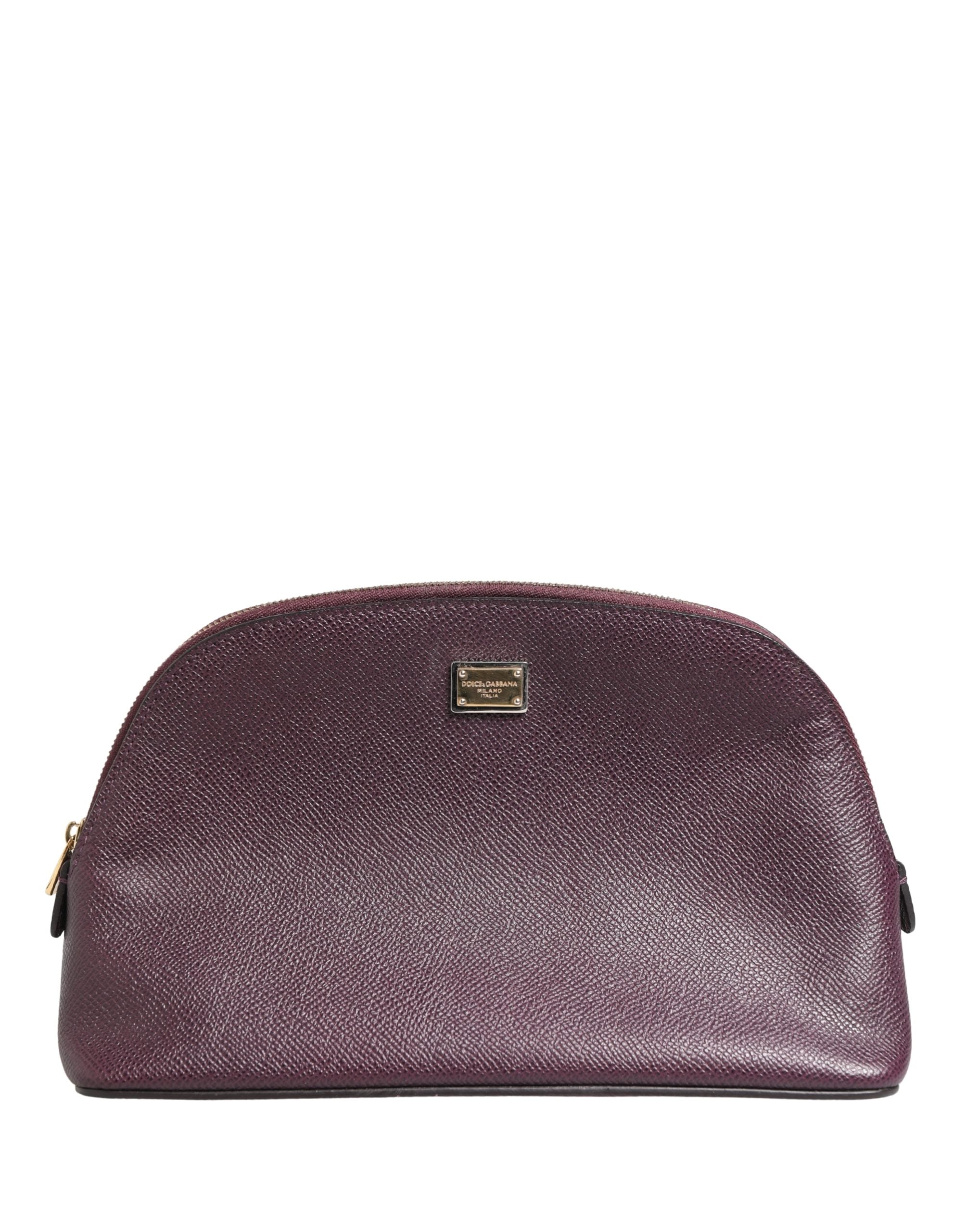 Dolce & Gabbana Dark Purple Leather DG Logo Zip Around Hand Purse Wallet for Women