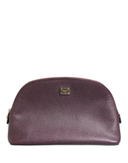 Dolce & Gabbana Dark Purple Leather DG Logo Zip Around Hand Purse Wallet Dolce & Gabbana