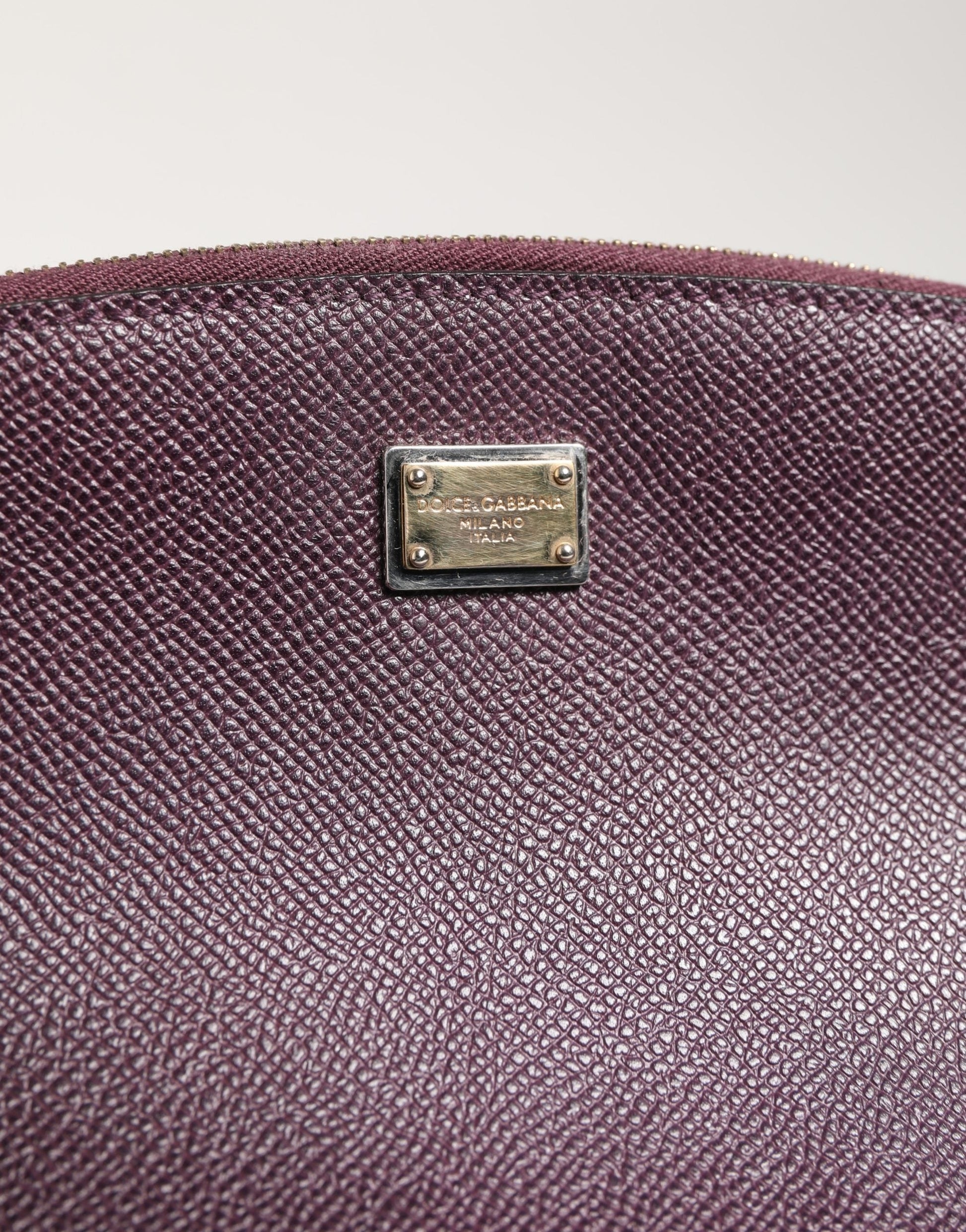 Dolce & Gabbana Dark Purple Leather DG Logo Zip Around Hand Purse Wallet Dolce & Gabbana