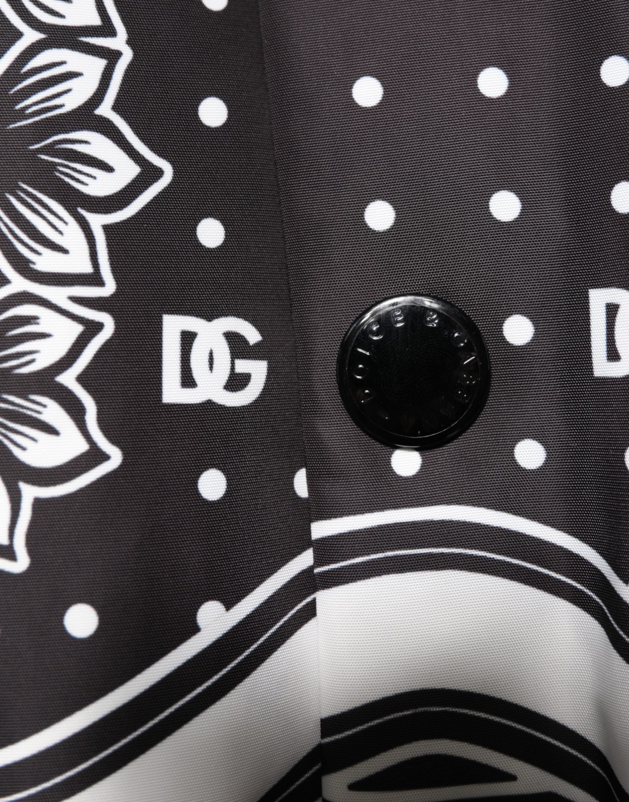 Dolce & Gabbana Black White BandanaPrint Men Bomber  Jacket